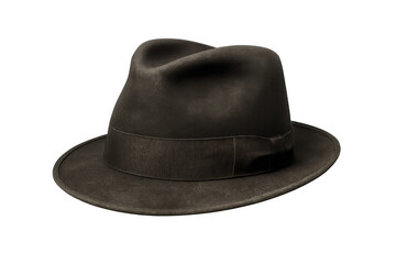 Dark brown felt fedora hat, a classic men's fashion accessory representing vintage style and detective noir themes