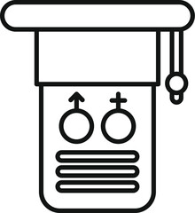 Graduation cap combining male and female symbols with text lines, representing sex education curriculum