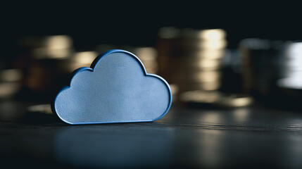 Cloud computing concept with money symbolizes financial data storage, network, and computing. Illustrating the security and management of digital assets.