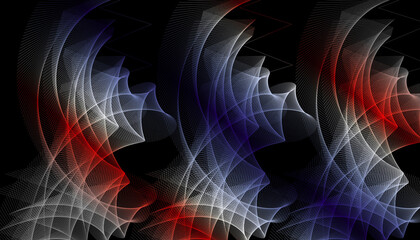 dark abstract flowing wave background with red blue light trails © MstRoksana