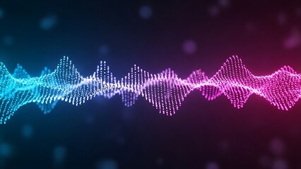 Futuristic abstract sound wave pattern on dark background, illustrating digital audio technology, music visualization, and dynamic data flow