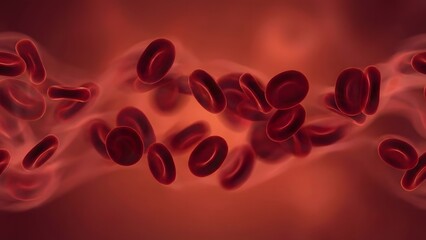 Close-up of Red Blood Cells Flowing in Bloodstream.