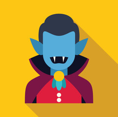 Vampire character wearing a cape and showing fangs, for halloween or horror concepts