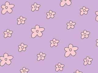 Fototapeta premium Flower Pattern with pastel purple background 