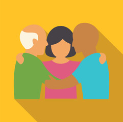 Diverse group of people hugging, illustrating concepts of friendship, teamwork, and unity