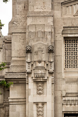 Sculpture and architectural decorations on the exterior walls of Milano Centrale (Milan Central) railway station
