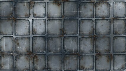 Close-up of Metal Floor Tiles with Grunge Texture.