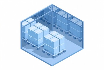 Fototapeta premium Order Handling Workflow: Stacked storage pallets in chilled warehouse 