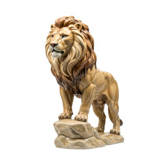 Glossy porcelain male lion figurine standing on rock for elegant home interior decoration