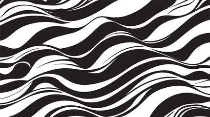 Fototapeta premium Black and white abstract flowing lines pattern seamless background Keywords: abstract, background, black, white, wave, pattern, design, texture, art, graphic, stripe, line, fluid, organic, flowing