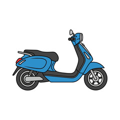 Obraz premium Vibrant blue modern electric scooter ready for stylish urban commuting and eco friendly transportation needs