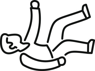 Person falling down line art pictogram representing stumbling, injury, or accident
