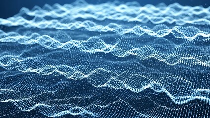 Abstract Blue Digital Sound Waves Creating a Mesmerizing, Rippling Surface of Light and Data