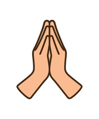 Flat vector illustration of hands prayer gesture soft rounded shapes clean outline wellness and mindfulness style