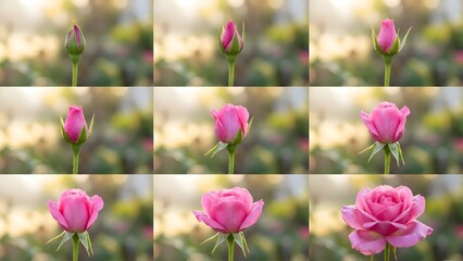 Close-up of Pink Rose Flower Blooming in Garden.