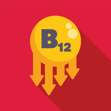 Vitamin b12 symbol indicating low level or deficiency with downward arrows