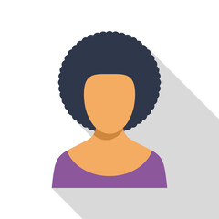 Woman user icon in flat design style with afro hairstyle and long shadow