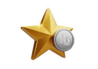 A 3D icon of a top performer icon with a points icon, symbolizing a high achiever and a points counter, with a star for a high score.