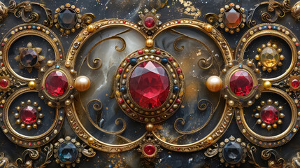 A stylish abstract design featuring vibrant gemstones