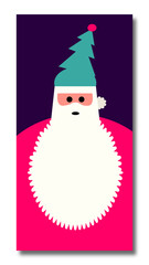 christmas card with santa claus, Merry Christmas and Happy New Year 2026 greeting card Set. Modern Xmas design with typography, beautiful Christmas tree and ball, snowflakes. Minimal elegant art