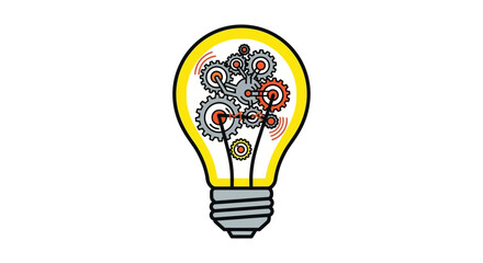 innovation lightbulb with interconnected gears and cogs inside creative idea generation and problem solving concept for business strategy