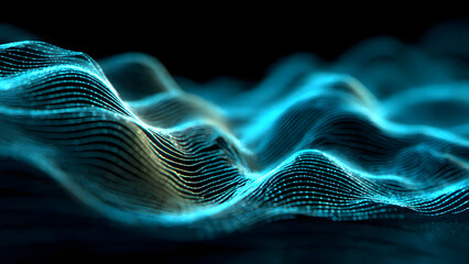 Digital Waves: Capturing the essence of digital waves through a mesmerizing display of light and particles