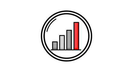 Obraz premium minimal bar chart growth icon with rising red column flat line graph symbol isolated on white background for business analytics dashboards