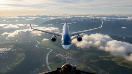 Commercial Airplane Flying Above Clouds During Daytime.