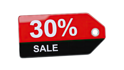 Sale Tag with 30% Discount on White Background