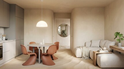 Minimalist Living Space: A beautifully designed living space, featuring clean lines, neutral tones, and minimalist furniture, creating a sense of calm and sophistication.