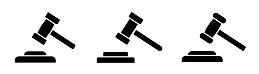 Judge gavel icon vector illustration. Gavel icon set. Court tribunal symbol, icon. Hammer vector