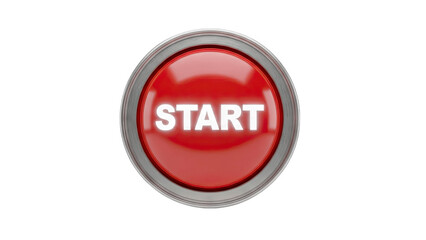 Red Start Button Isolated on White Background