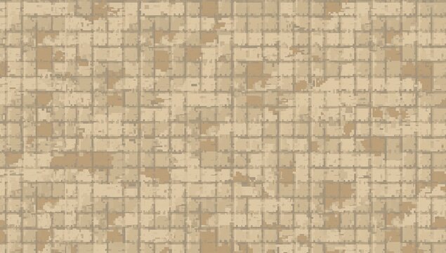 Pixel art desert camouflage pattern - Digital military texture for game sprites and UI Desert camo pixel texture, retro 8-bit style background
