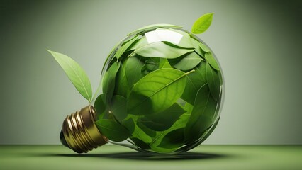 Green leaf light bulb