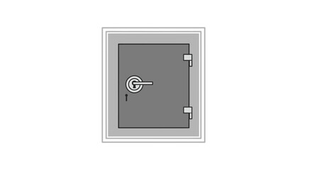 Vector drawing of a gray metal safe door