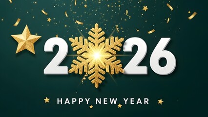 Golden new year s celebration with snowflake and star