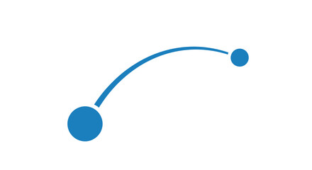 Curved blue line connects two circles