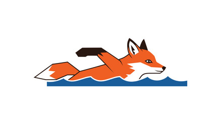 Obraz premium Cartoon fox swims