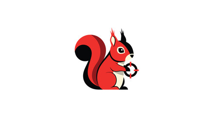 Stylized red squirrel with target