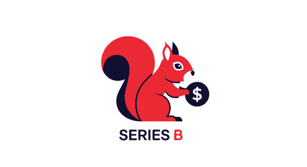 Red squirrel holding coin, "Series B" text below