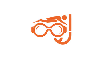 Orange vector of a diver with mask and snorkel
