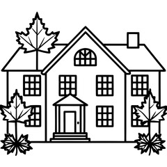 Mapleview House line art vector