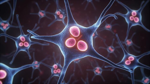 Microscopic view of neuron network and cellular processes