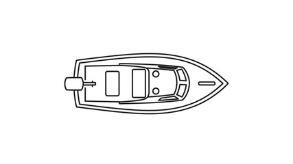 Top down view of a simple boat outline drawing showing its basic structure © Sogir