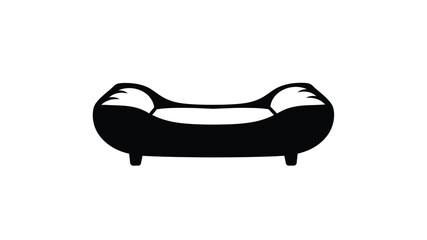 A simple black and white illustration of a modern curved sofa design