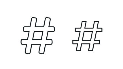 Two simple black and white hashtag symbols displayed side by side