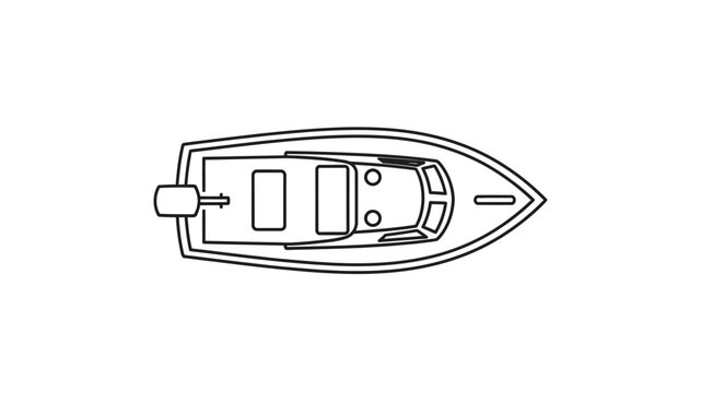 Top down view of a simple boat outline drawing showing its basic structure