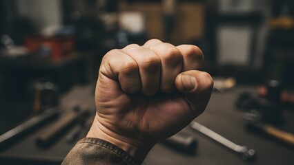 Close-Up of a Fist in a Dark Environment.