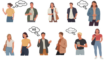 Different gestures and postures of different people.