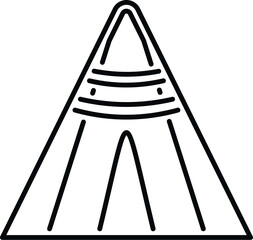 Tipi outline icon on a white background, representing camping, wilderness, and outdoor living